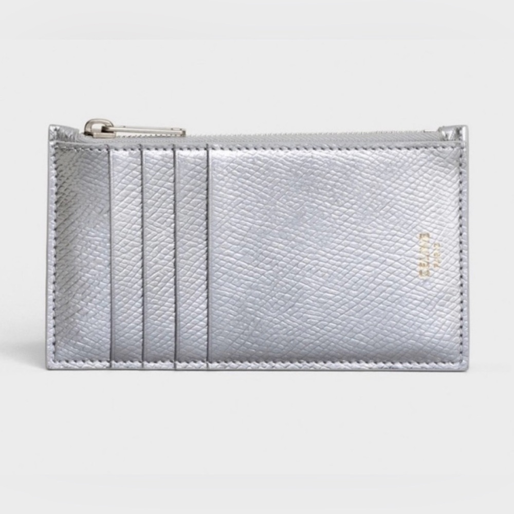 Celine Compact Zipped Cardholder Wallet Silver